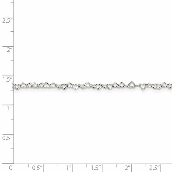 3.5mm, Sterling Silver Heart Link Chain Necklace, 18 Inch - Picture 5 of 8
